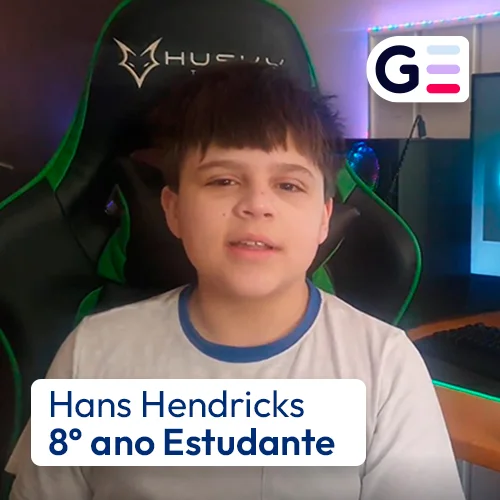 Hans é estudante do 8º ano na Genuine escola virtual
